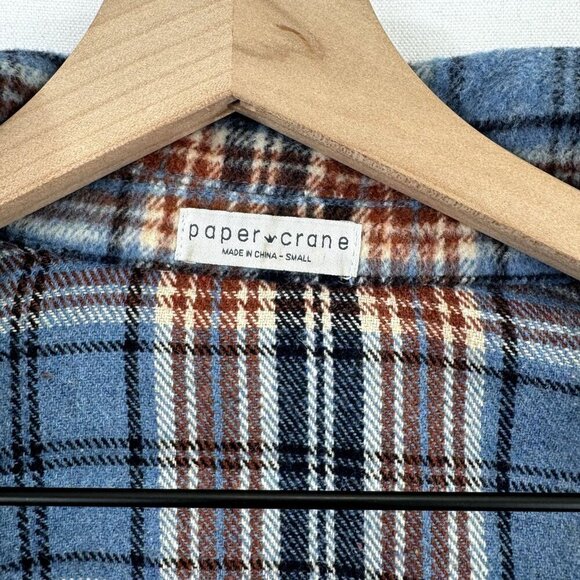 Paper Crane Blue and Brown Plaid Utility Jacket - Picture 12 of 16